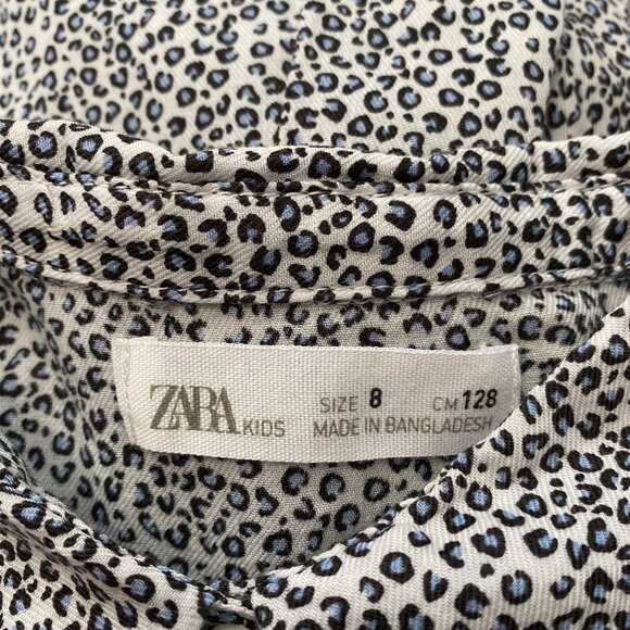 Zara Girl's Leopard Printed Shirt Button Up Front Long Sleeves Size 8 - Picture 5 of 6